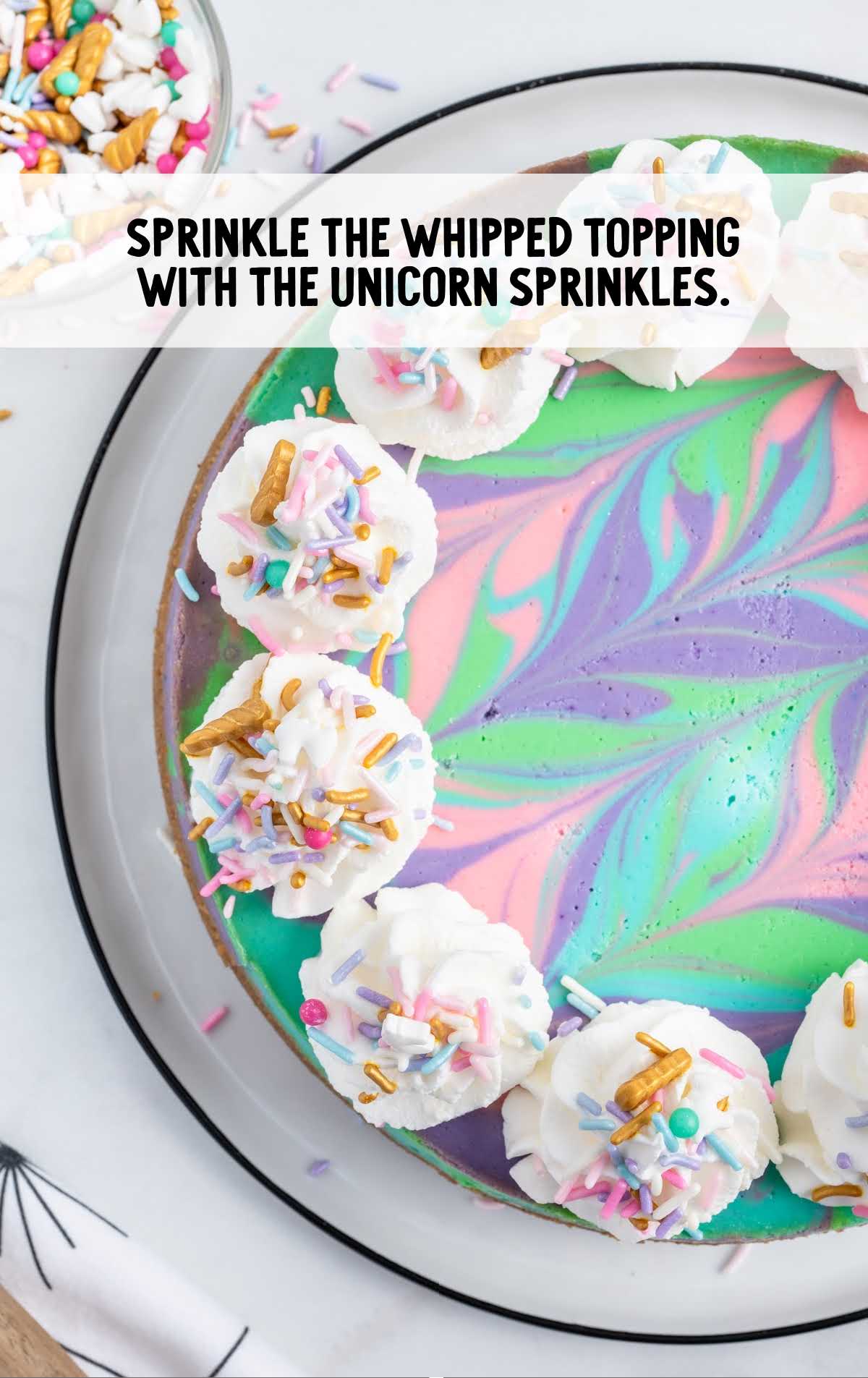 whipped topping and unicorn sprinkles sprinkled