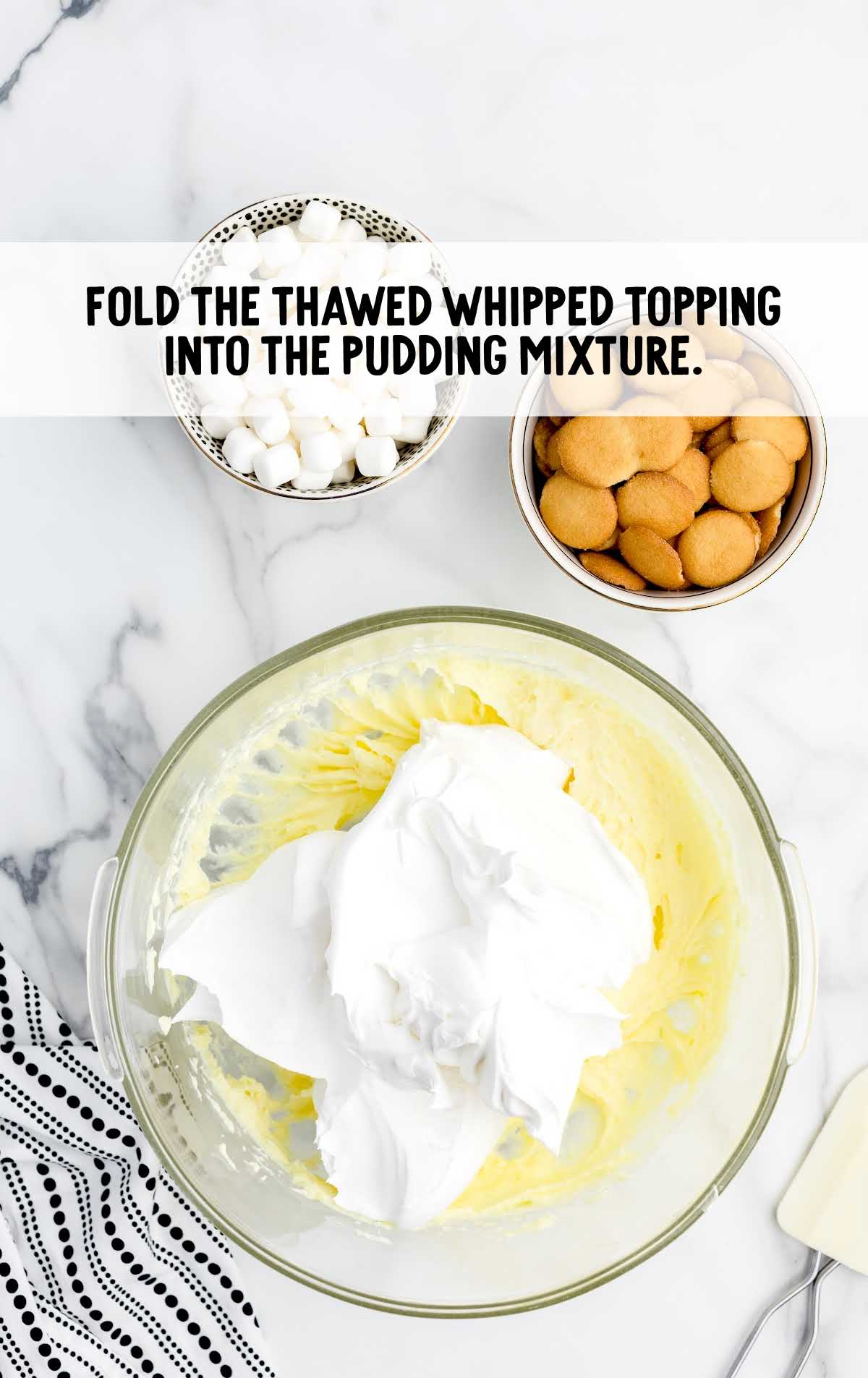 whipped topping folded into the pudding mixture