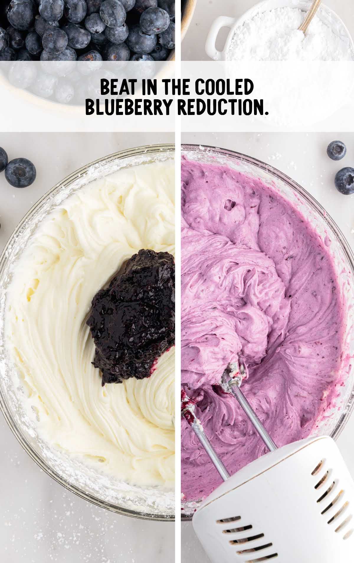 blueberry reduction blended with the powdered sugar