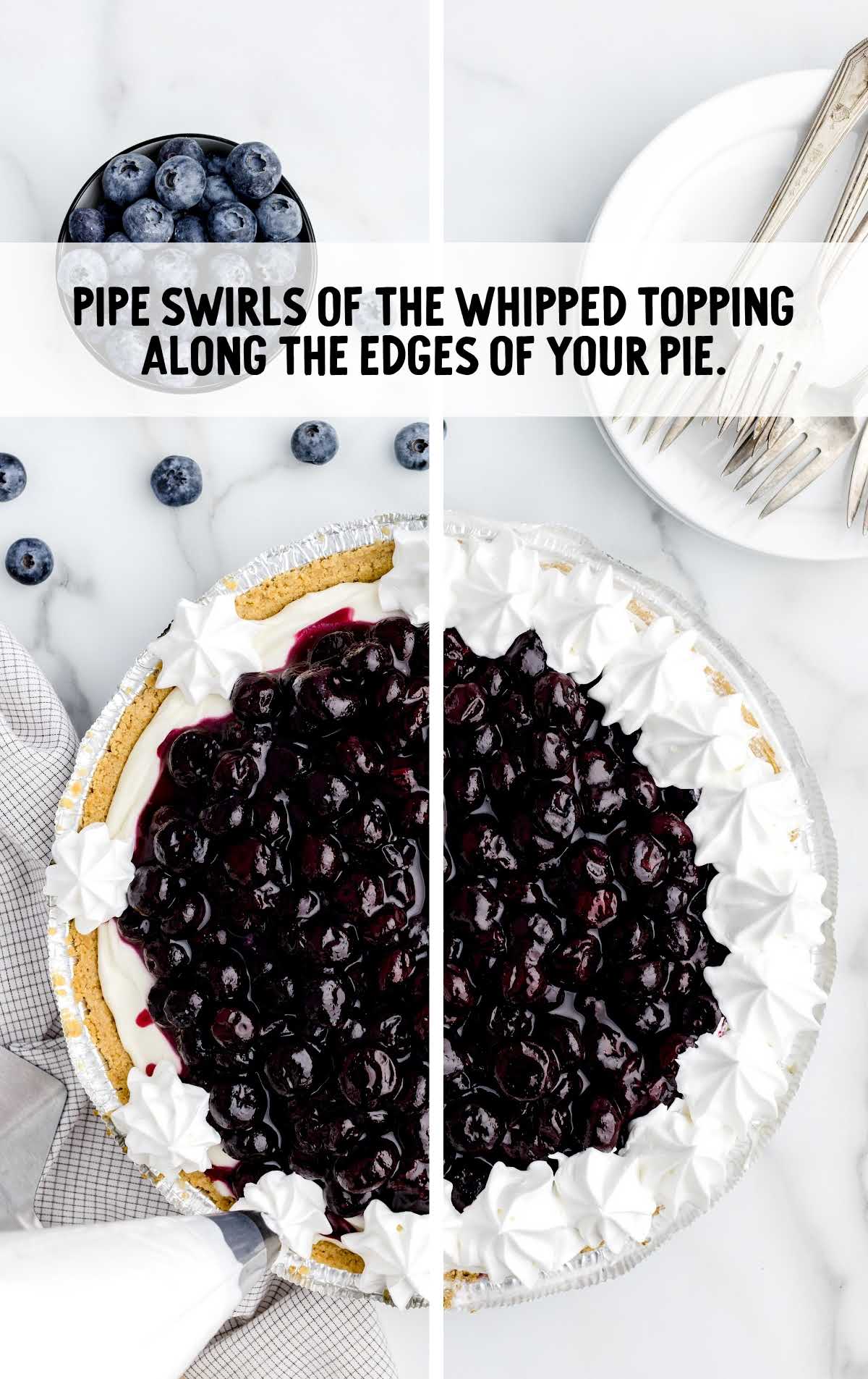 whipped topping pipped along the edges