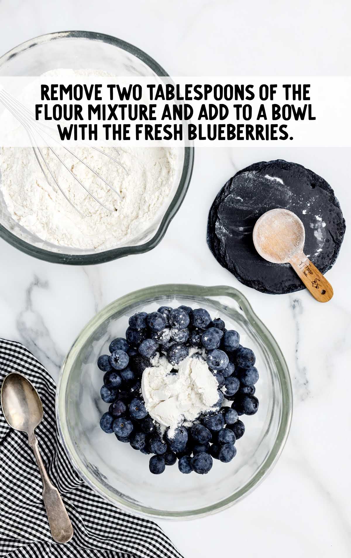 add flour mixture and add to the blueberries