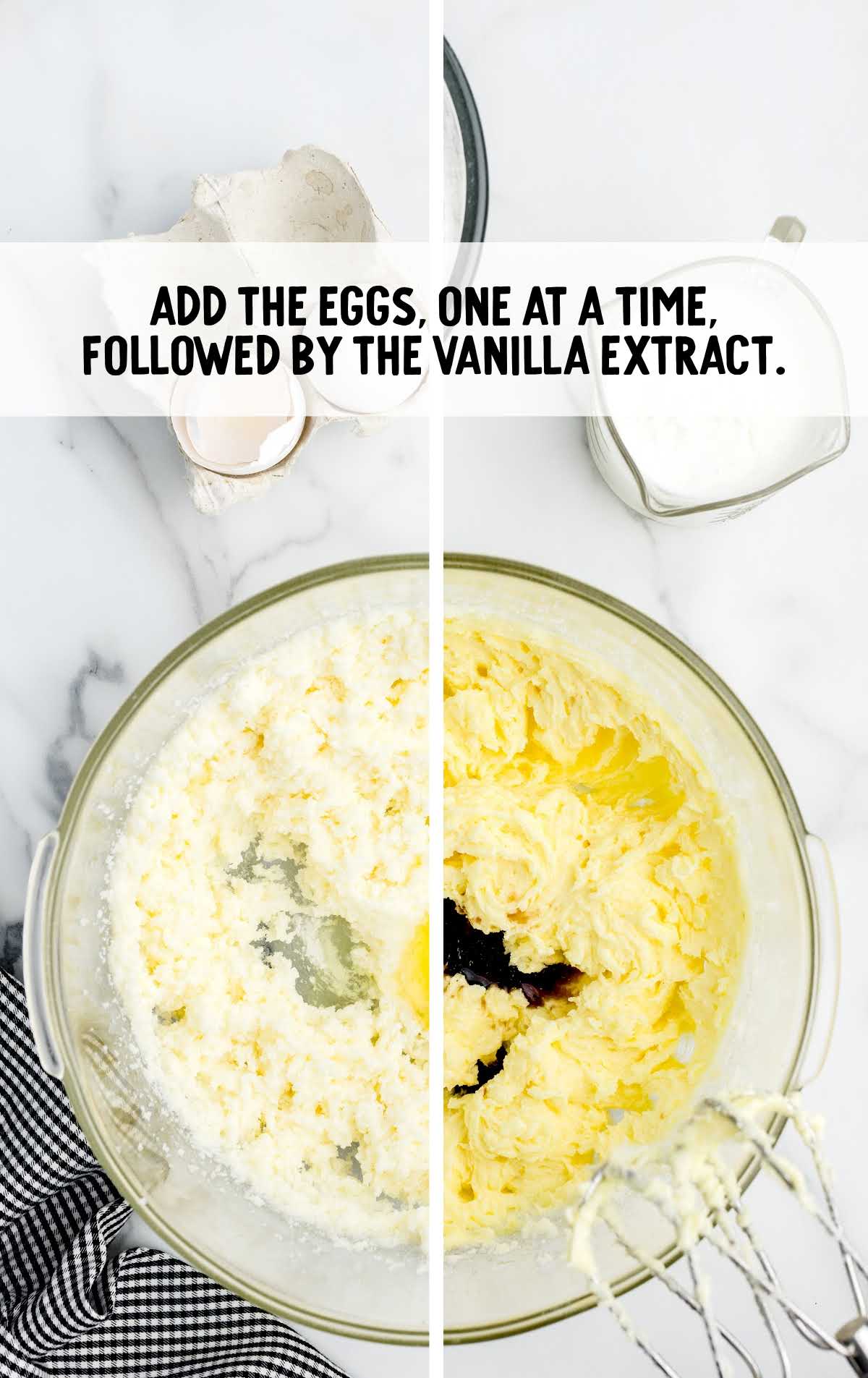 eggs and vanilla extract combined together