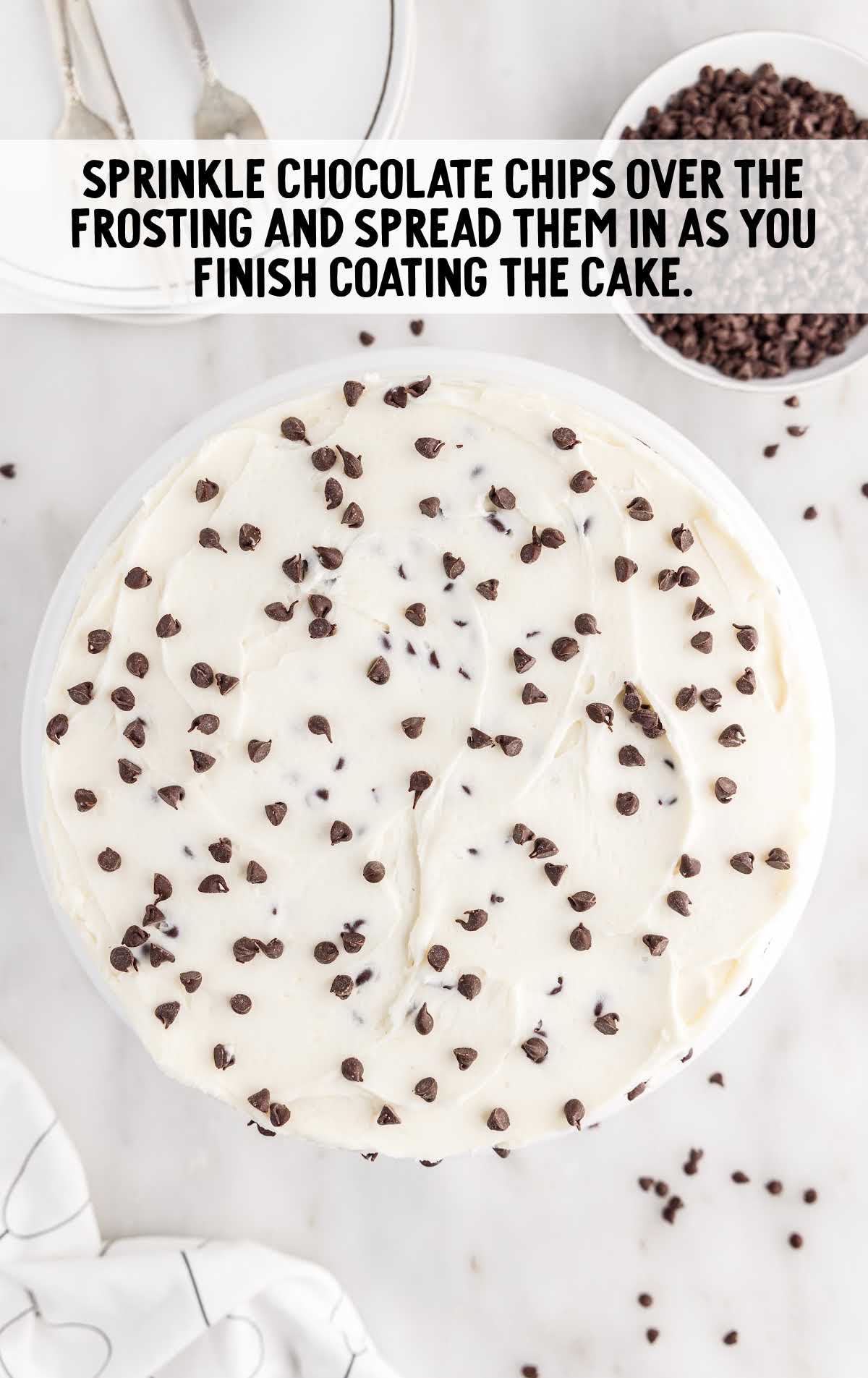 chocolate chip sprinkled over the frosting