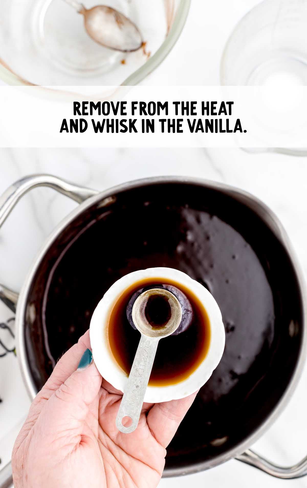 whisk in the vanilla and remove from heat