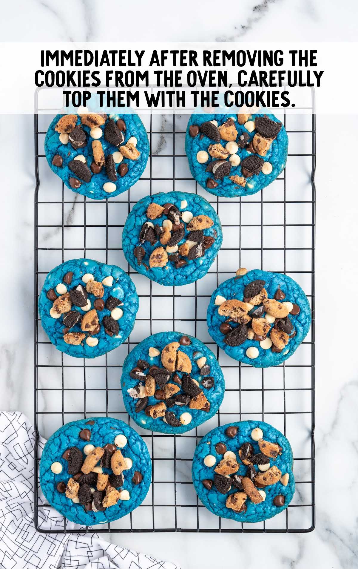 top cookies with chunks of cookies