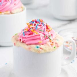 a close up shot of Cupcake in a Mug