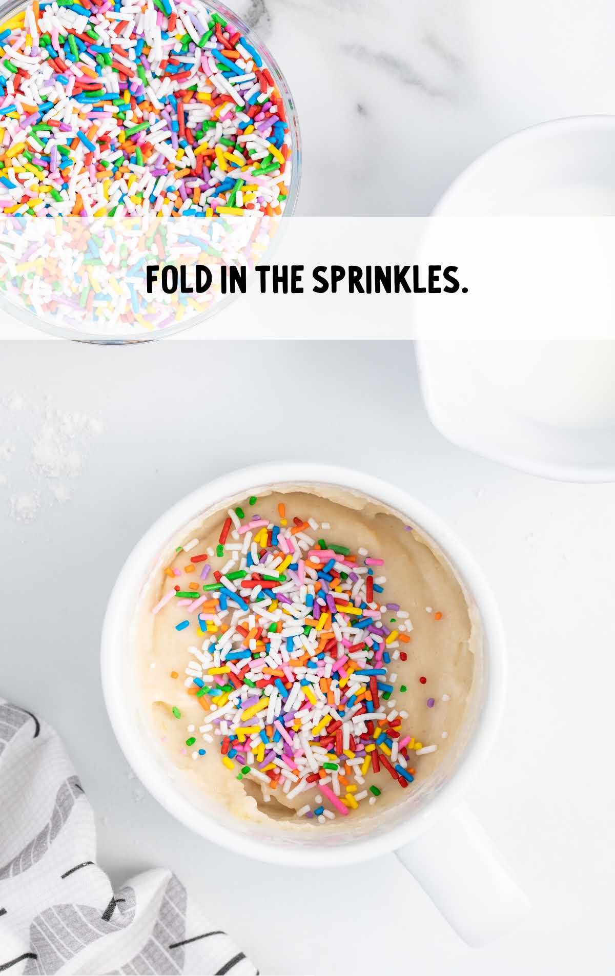 sprinkles folded into the milk mixture