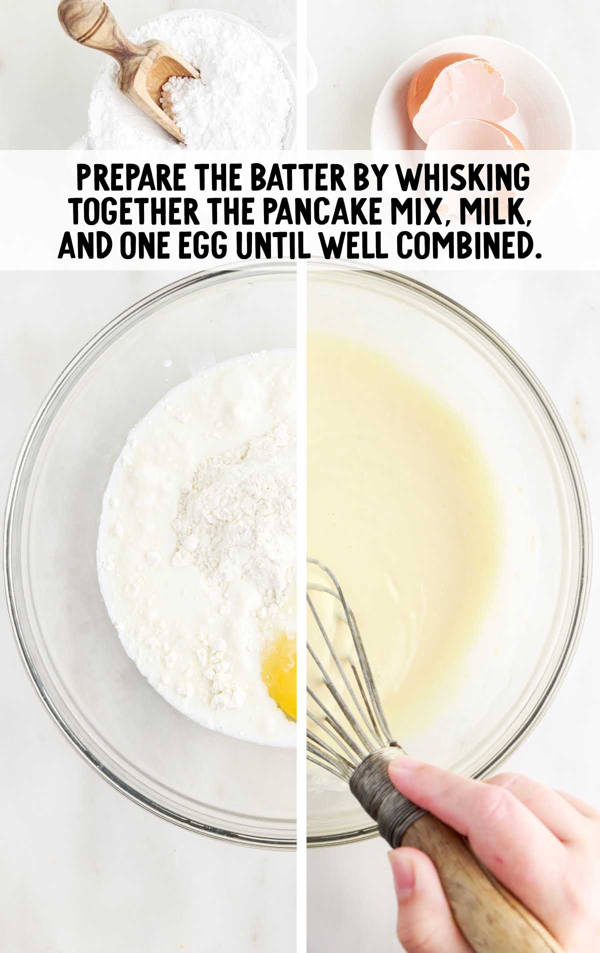 pancake mix, milk, and egg whisked together