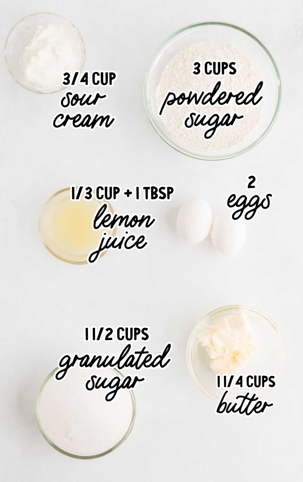 Lemon Sour Cream Cake raw ingredients that are labeled