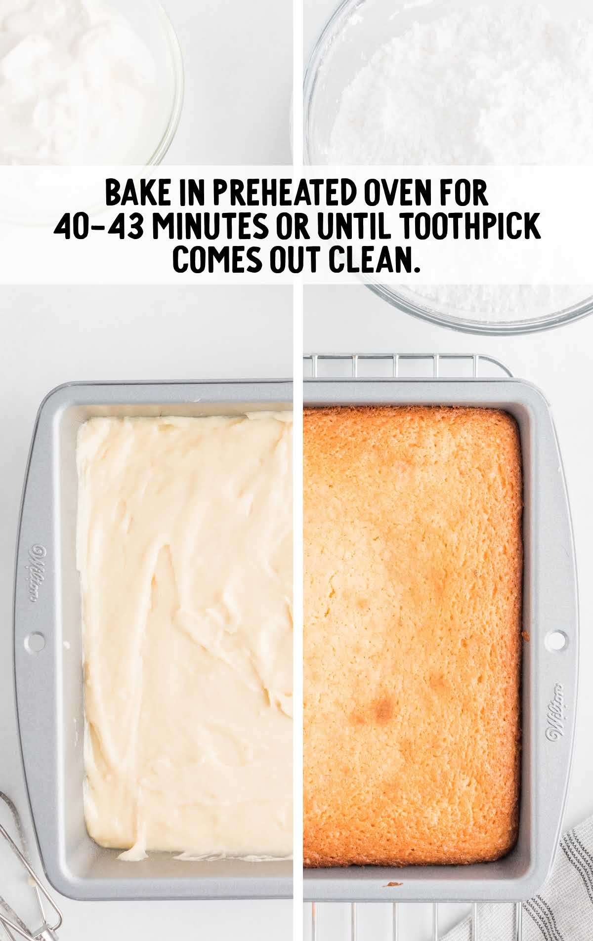 cake baked for 40 to 43 minutes