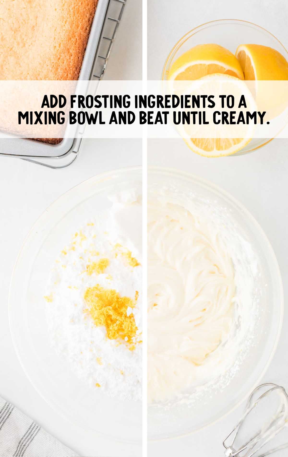 frosting ingredients mixed in a bowl