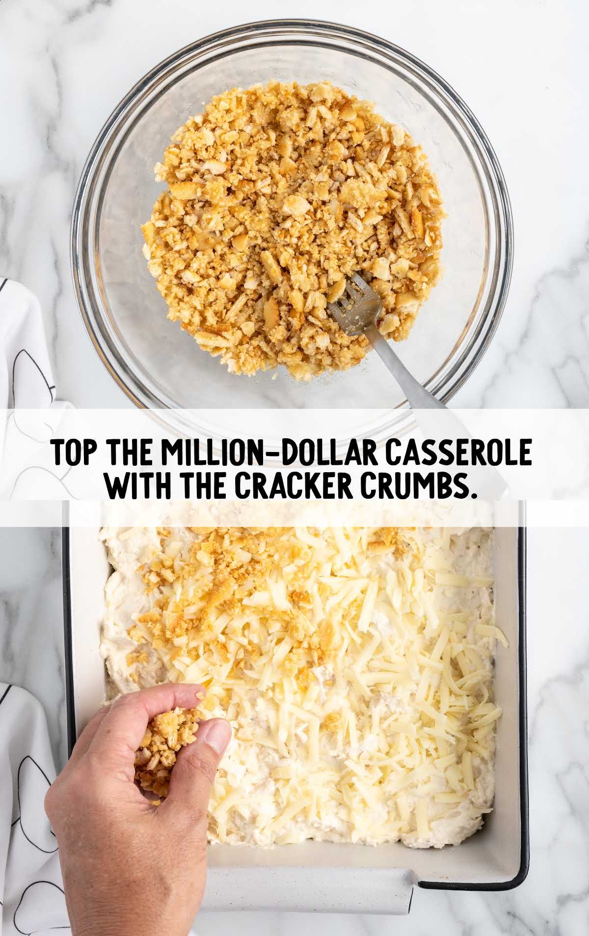 crackers crumbs topped on top of the casserole
