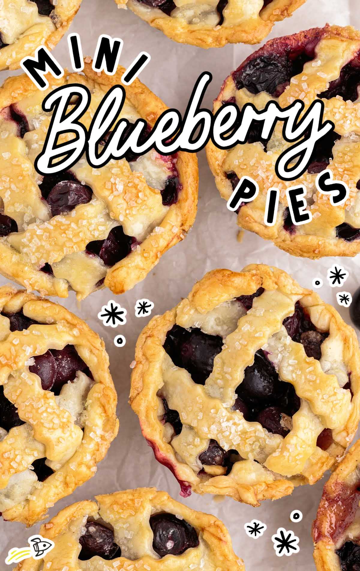 overhead shot of Mini Blueberry Pies