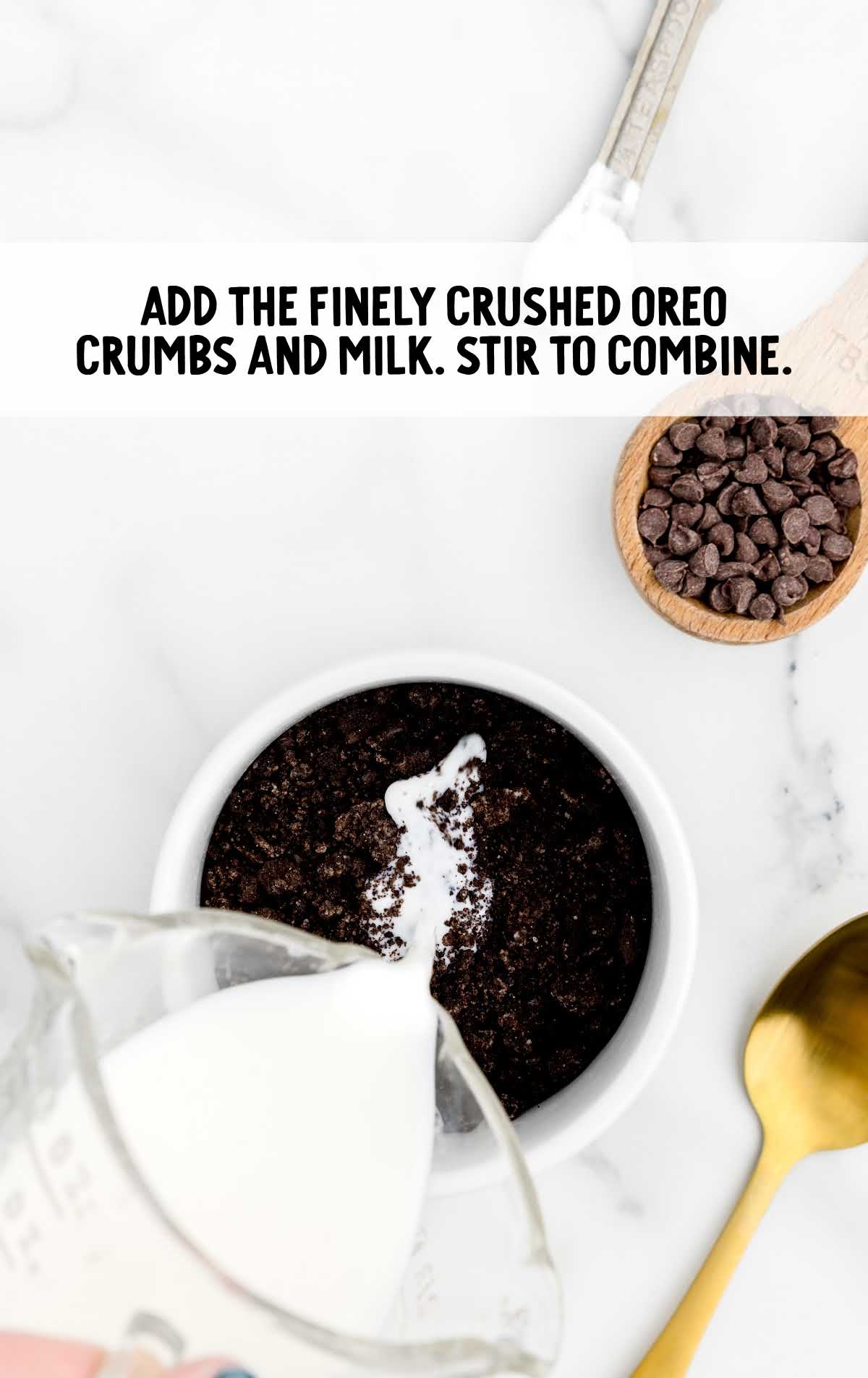 crushed oreo crumbs and milk combined together