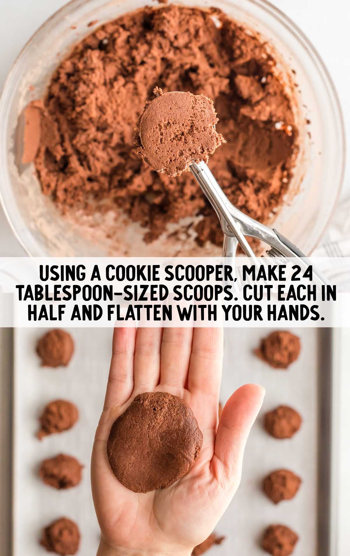 using cookie scooper scoop out 24 tablespoon sized scoops