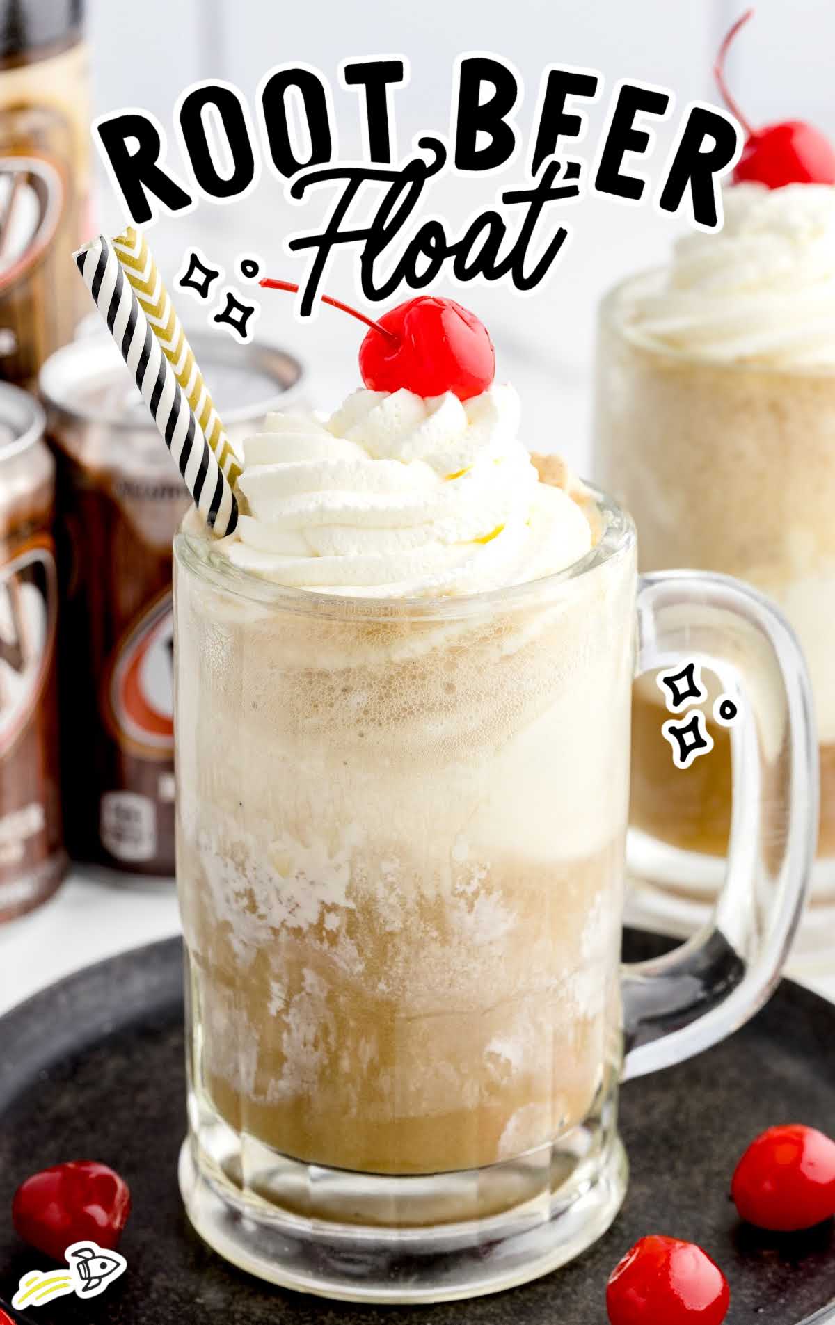 a close up shot of Root Beer Float in a mug