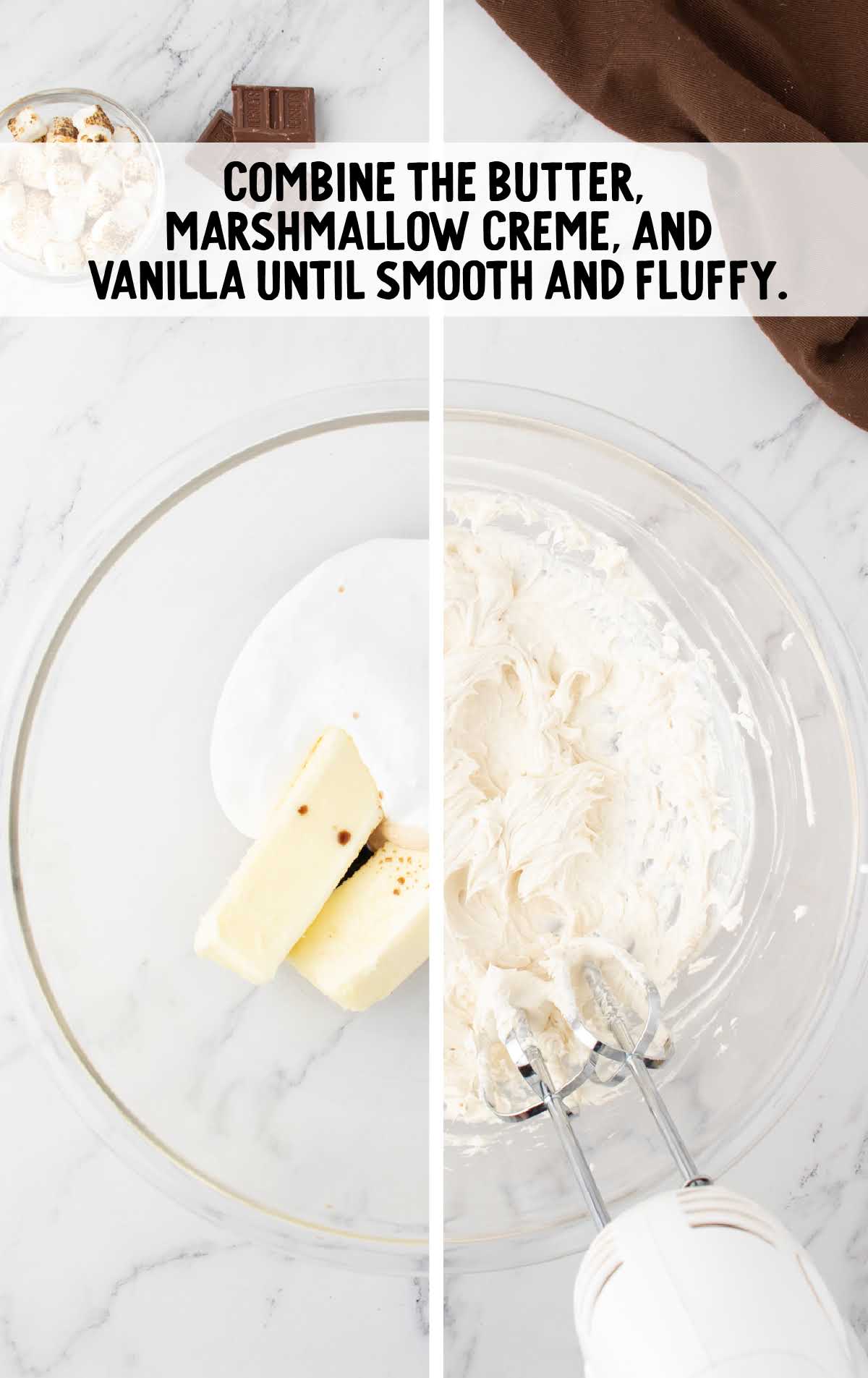 butter, marshmallow creme and vanilla combined together