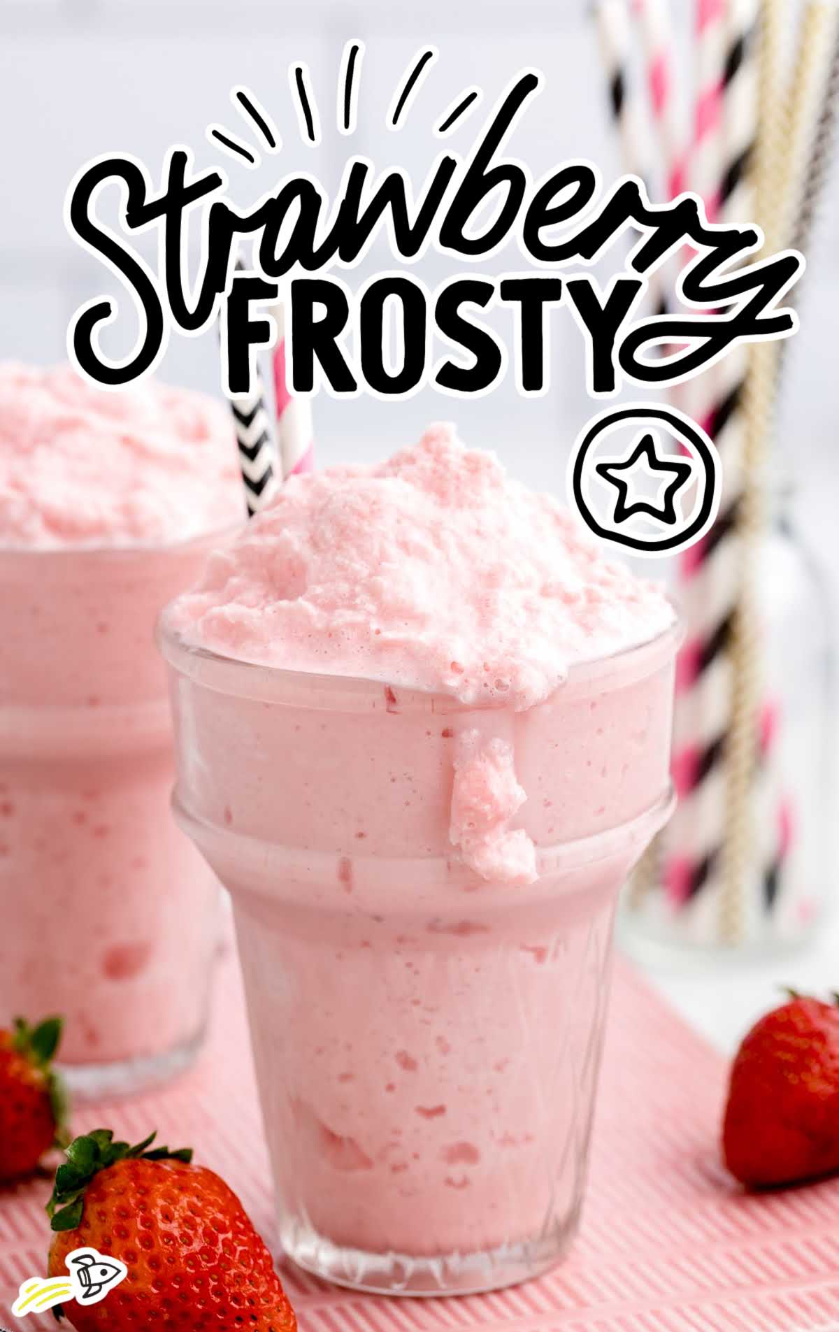 a close up shot of Strawberry Frosty in a cup