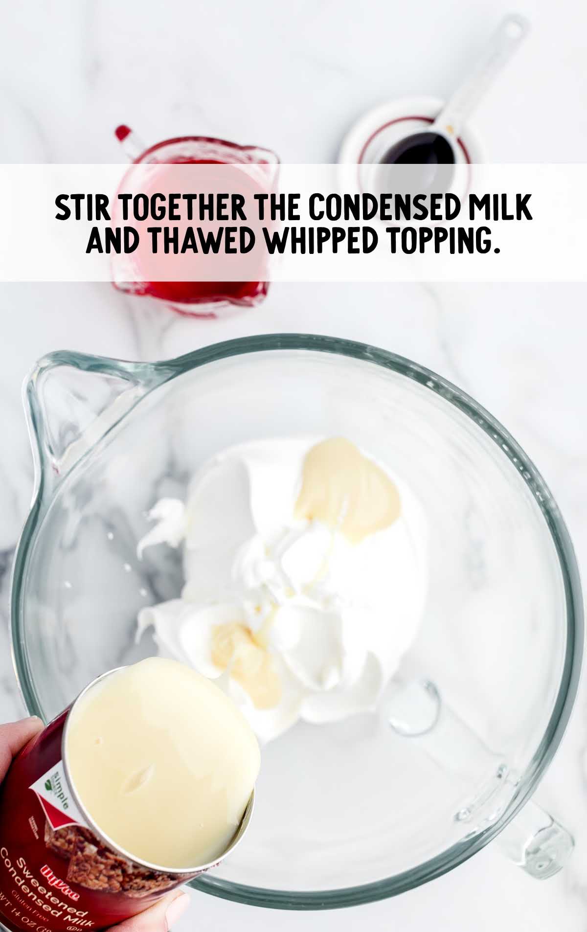 milk and thawed whipped topping stirred together