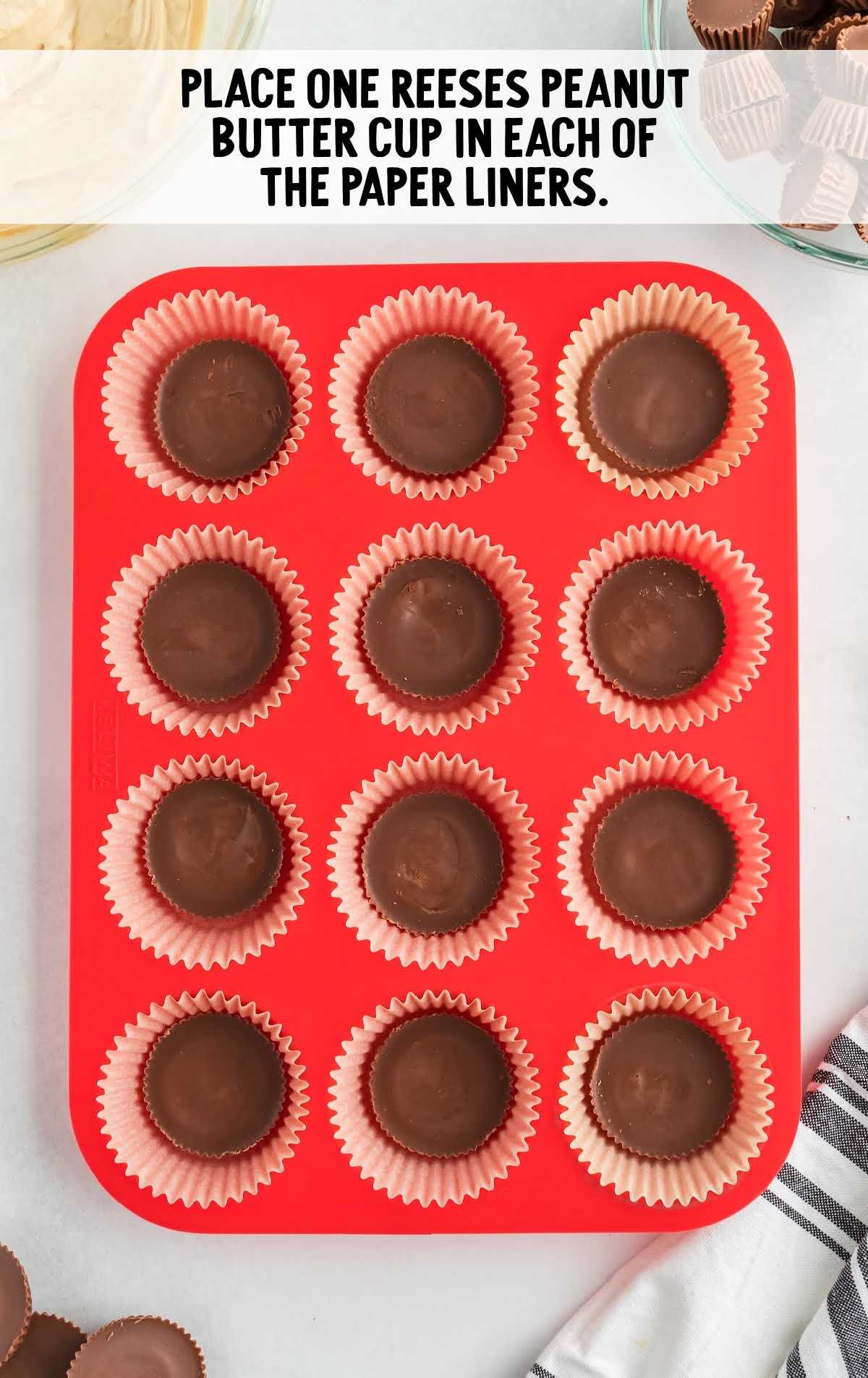 Reeses placed in the paper liner