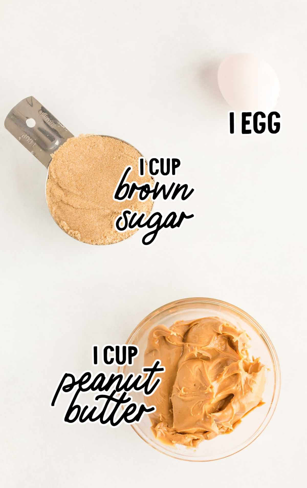 3 Ingredient Peanut Butter Cookies raw ingredients that are labeled