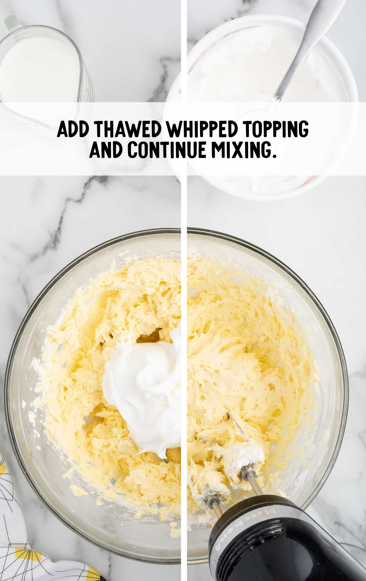 thawed whipped topping added to the ingredients