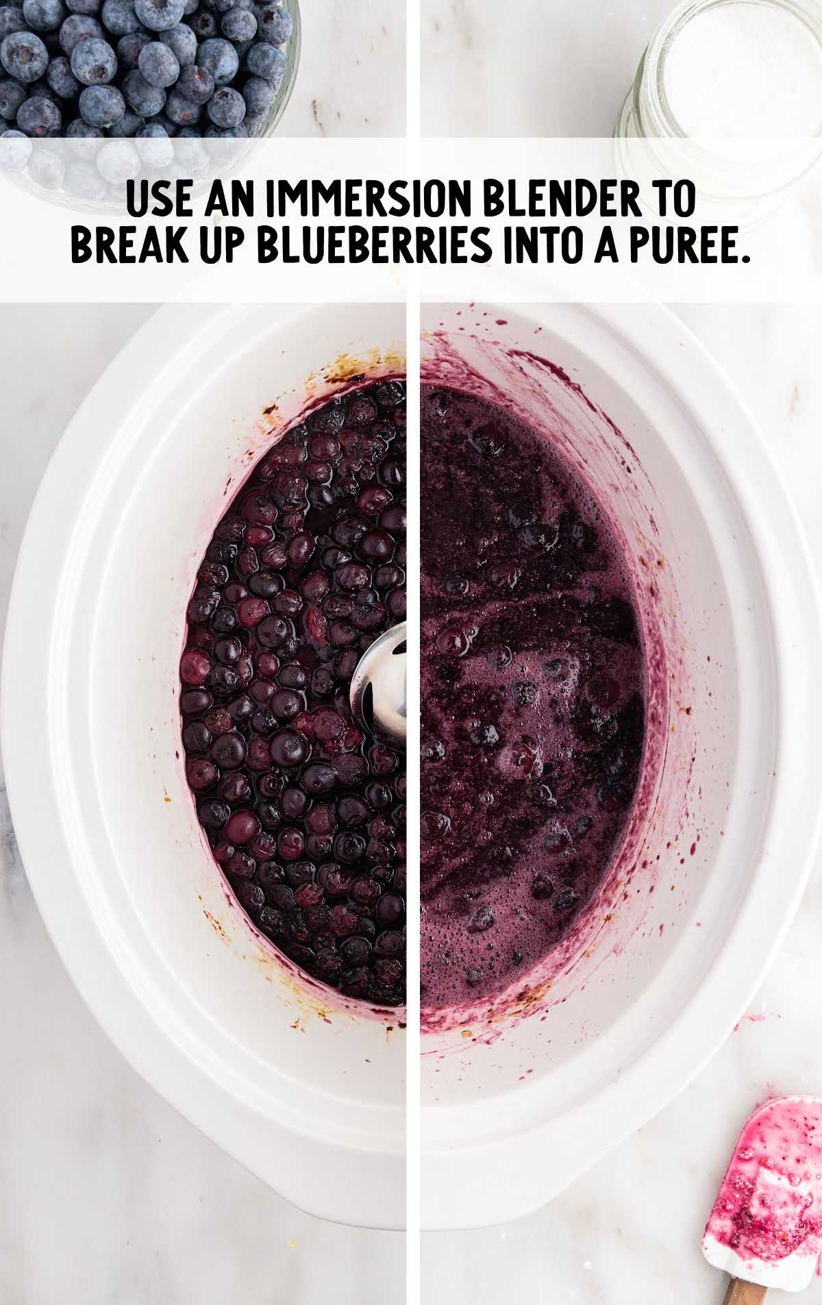 blueberries blended into a puree