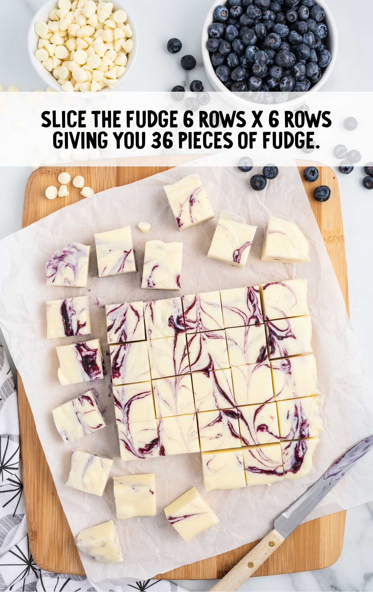 slice Blueberry Fudges into 36 pieces