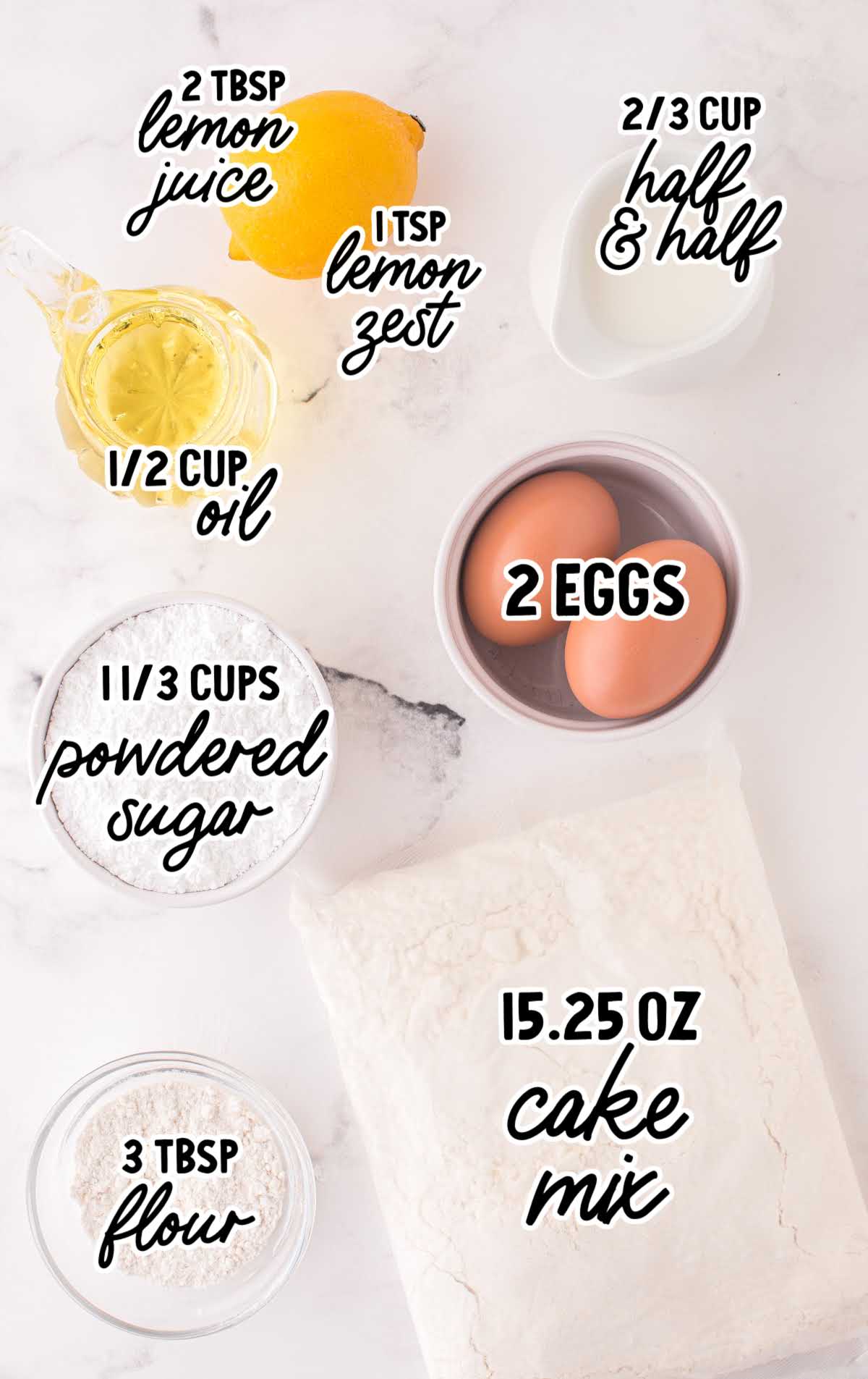 Cake Mix Muffins raw ingredients that are labeled