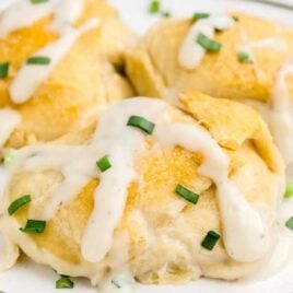 a close up shot of Chicken Crescent Rolls on a plate