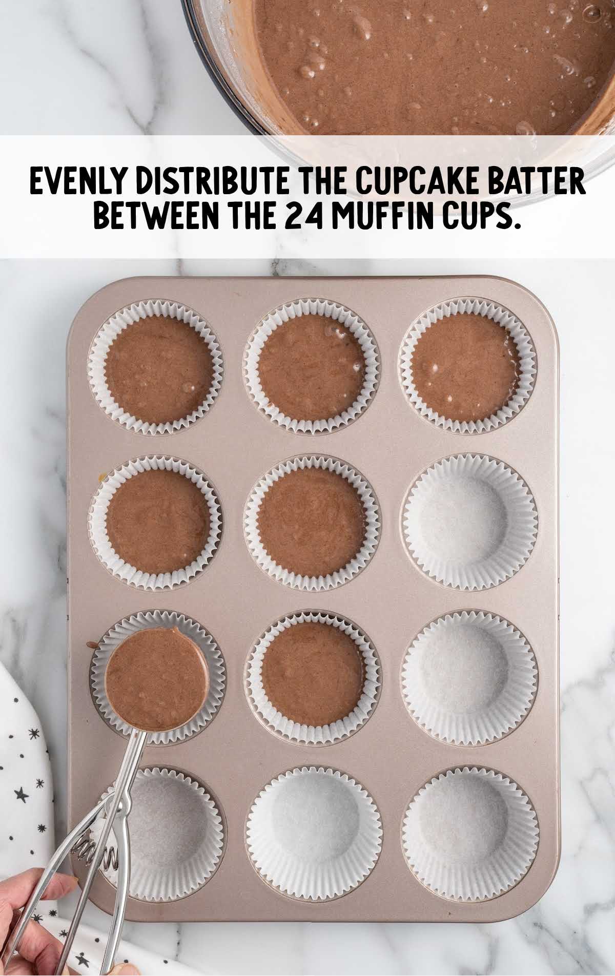 batter distributed between 24 muffin cups