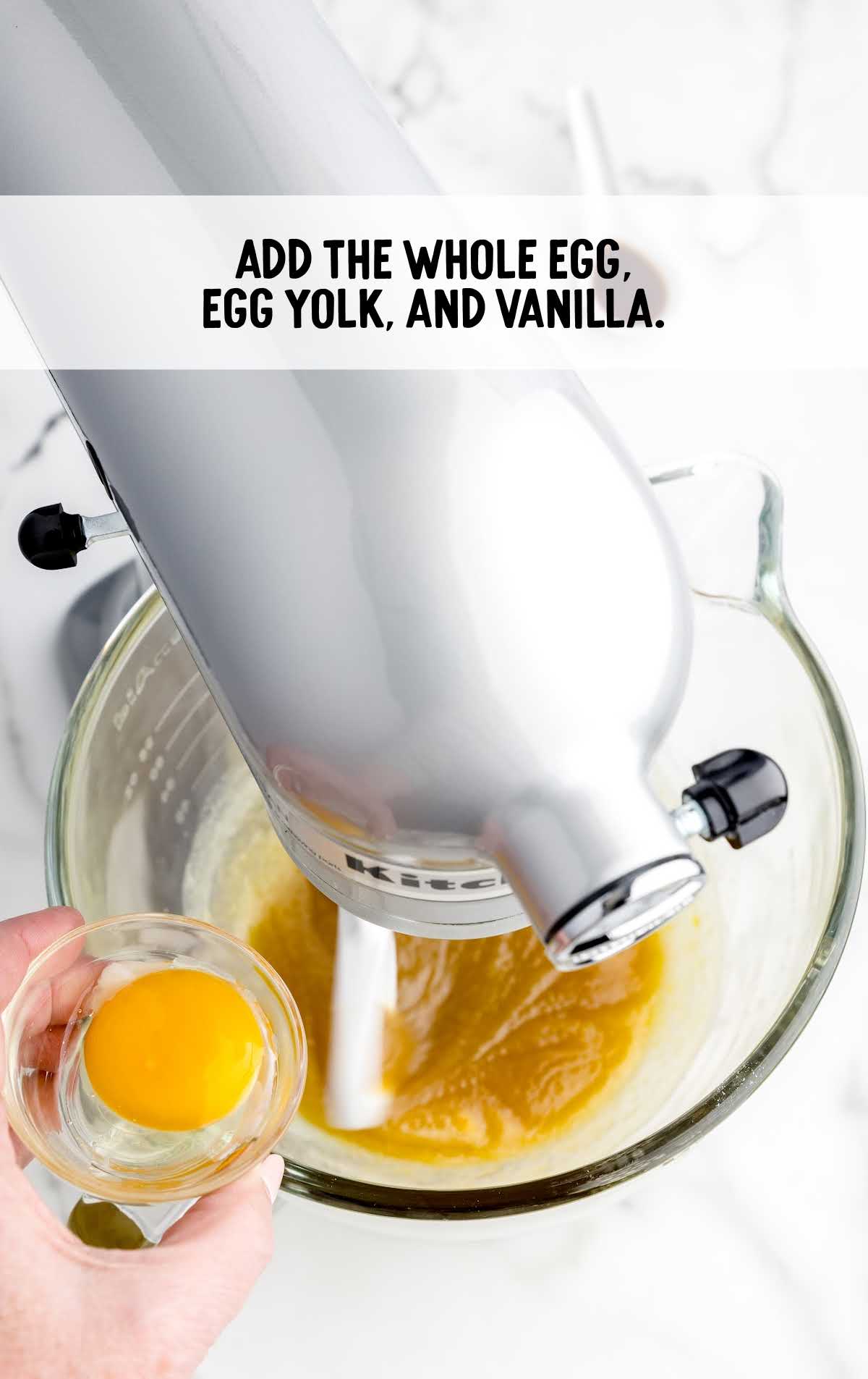 egg, egg yolk, and vanilla blended together