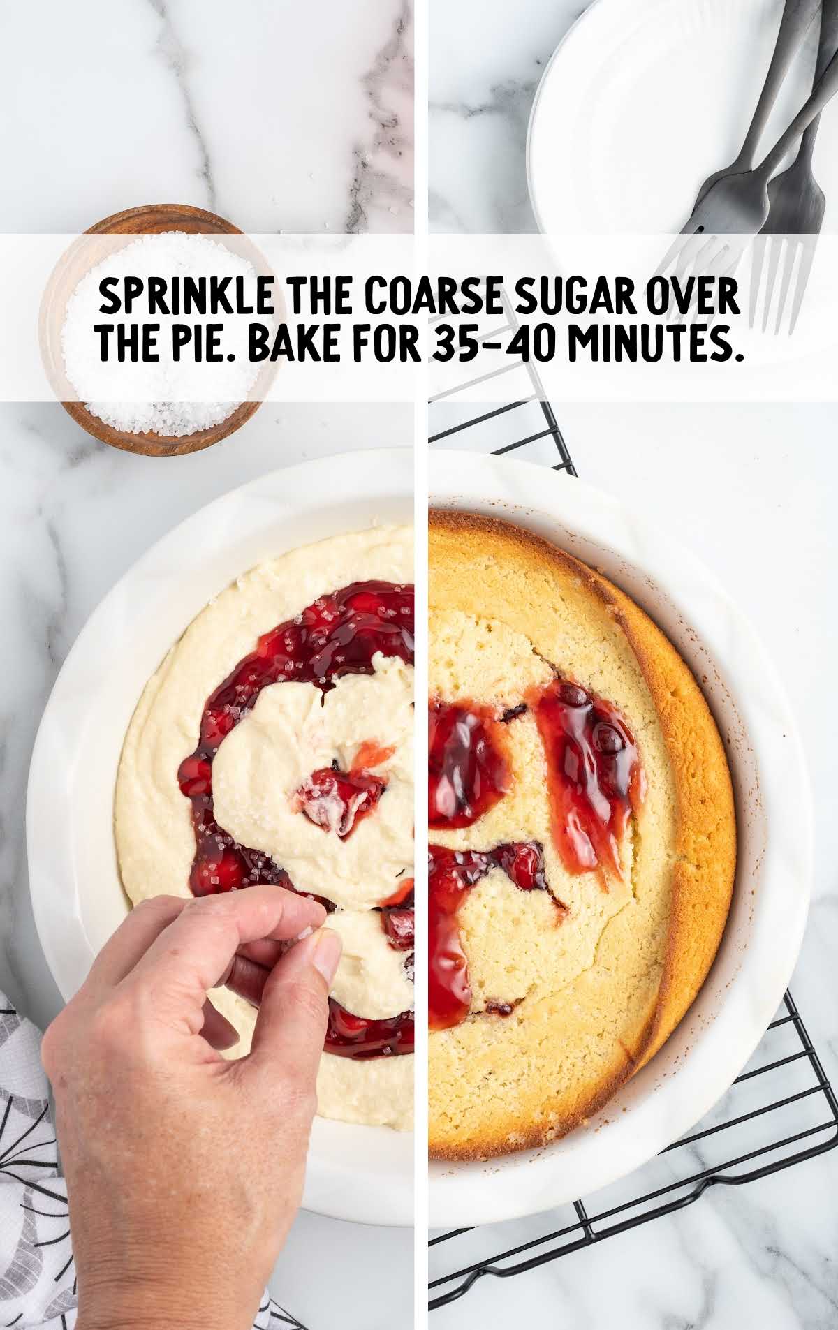 coarse sugar sprinkled over the pie