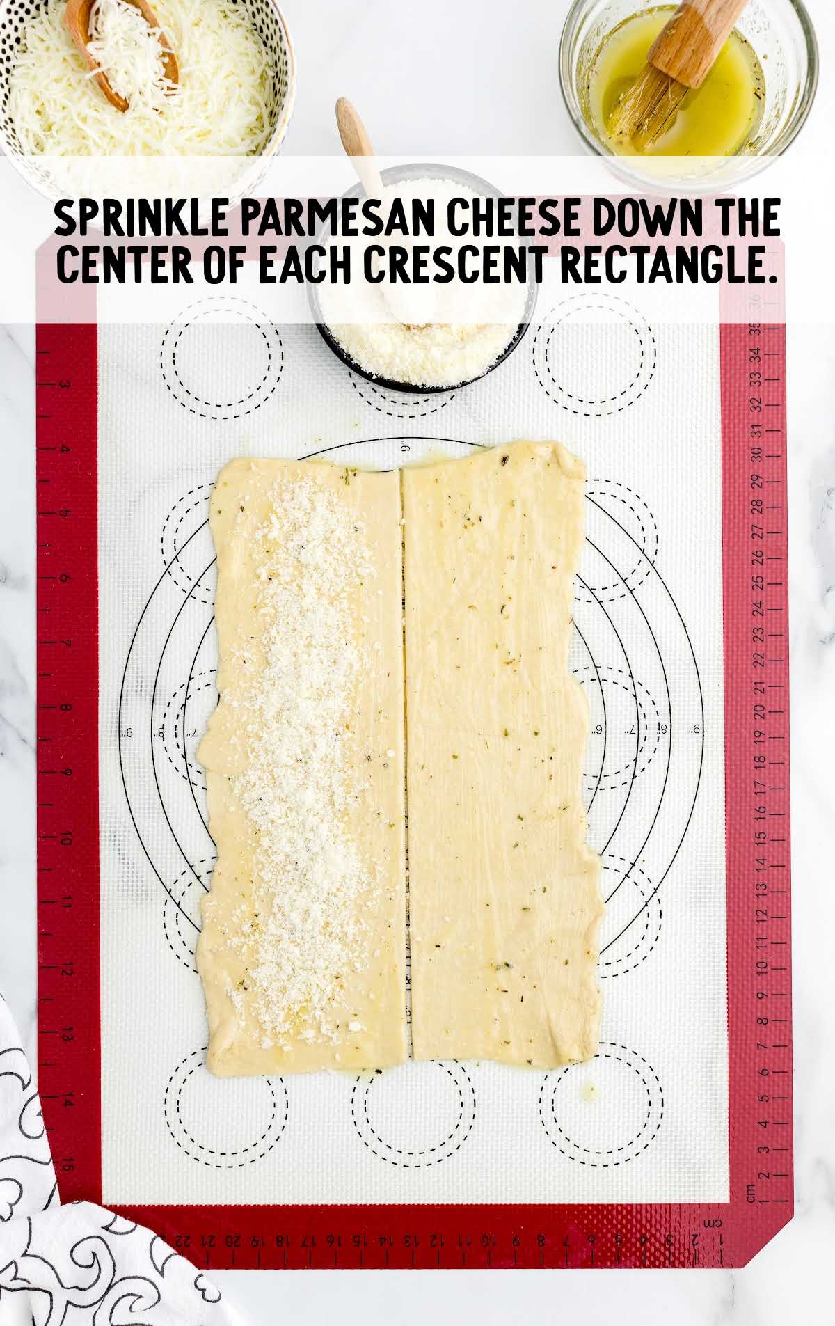 parmesan cheese sprinkled down the center