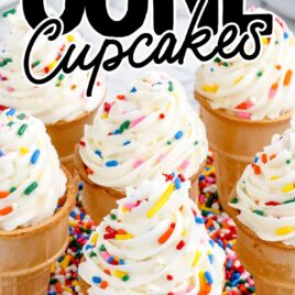 a close up shot of Ice Cream Cone Cupcakes