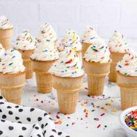 a close up shot of Ice Cream Cone Cupcakes