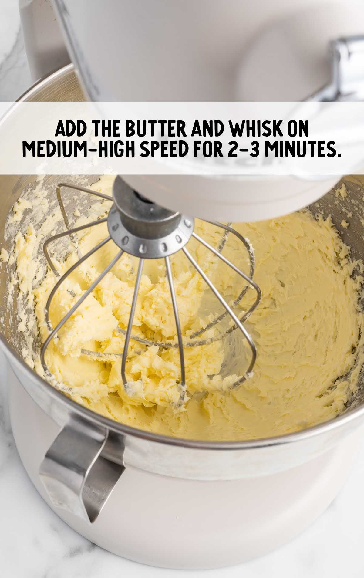 butter added to the ingredients and whisked together