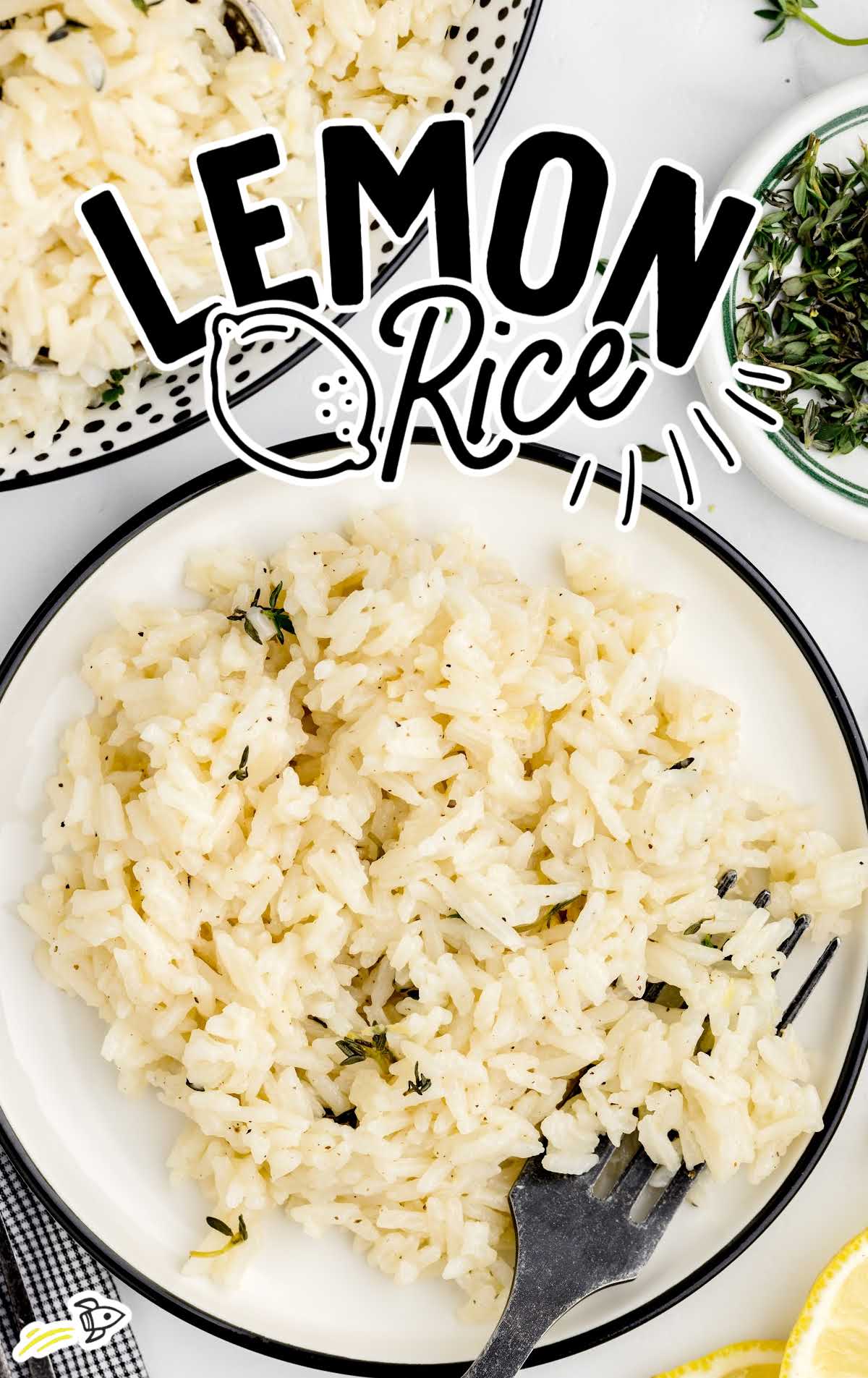 a overhead shot of Lemon Rice on a plate