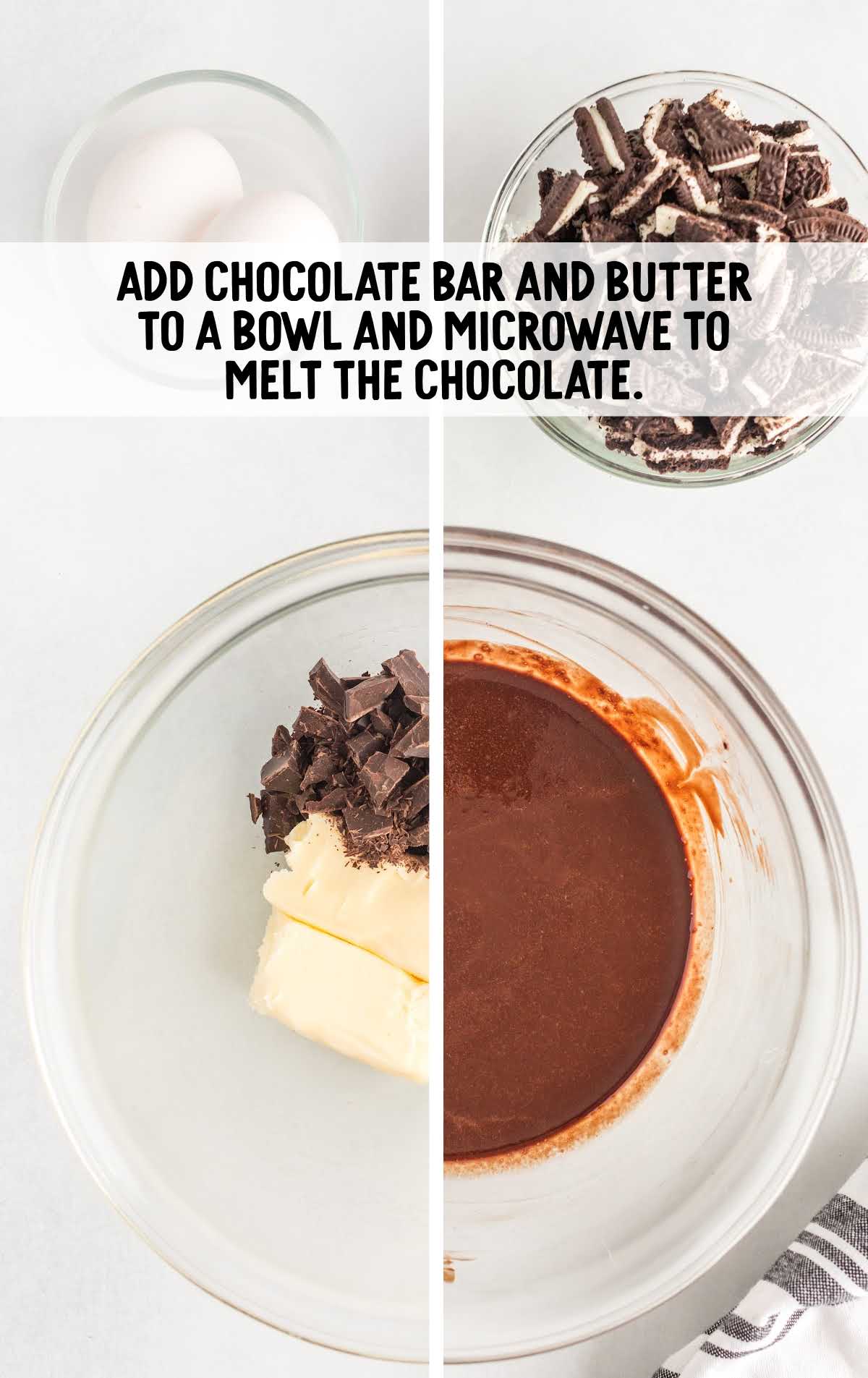 chocolate bar and butter added to a bowl