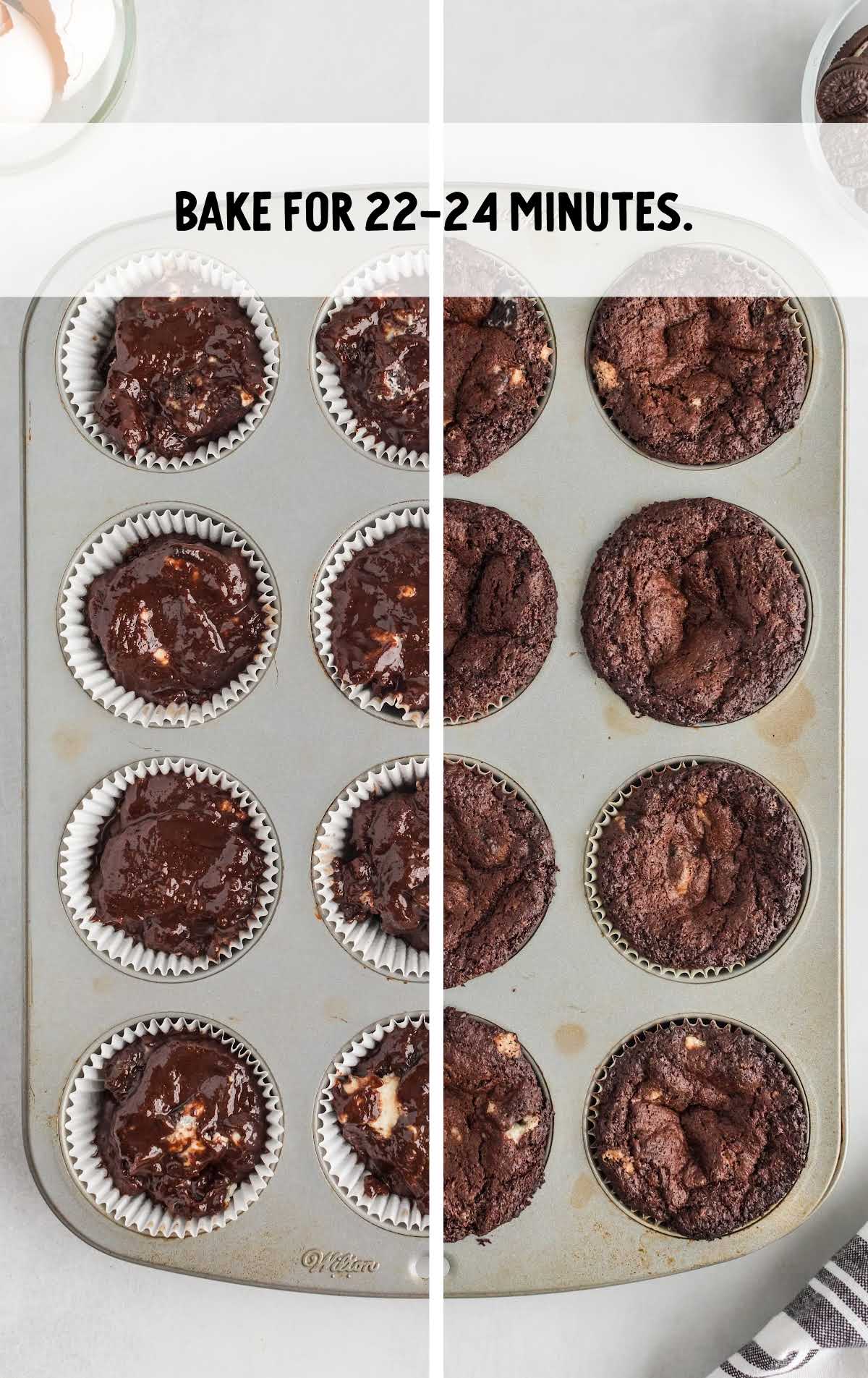 cupcakes baked for 22 to 24 minutes