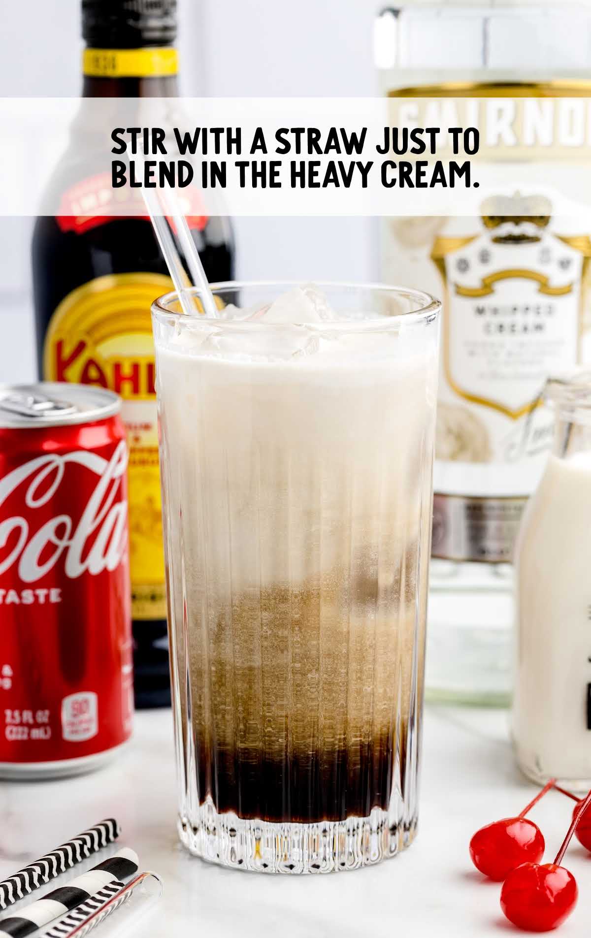 heavy cream blended and stirred with straw