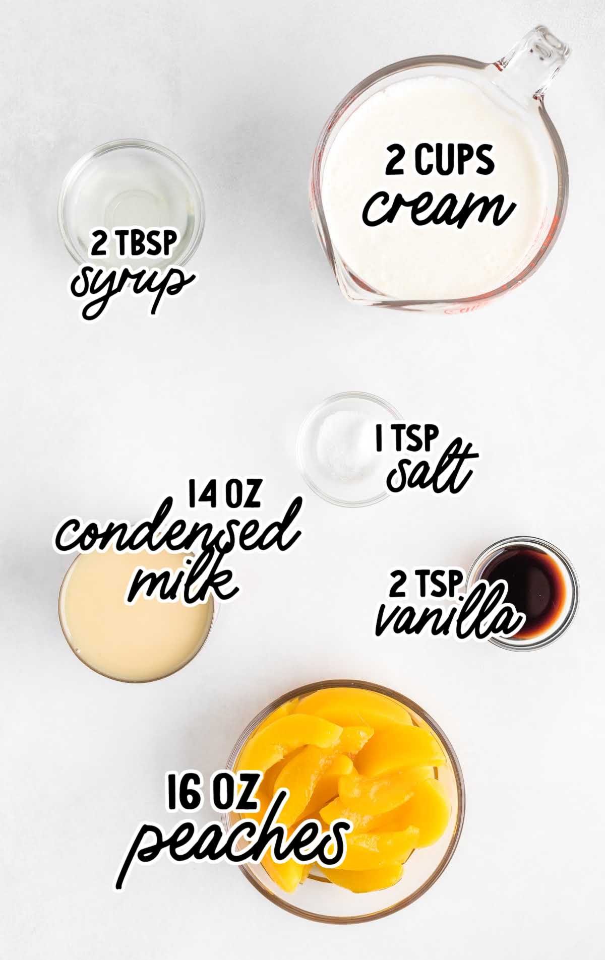 Peach Ice Cream raw ingredients that are labeled
