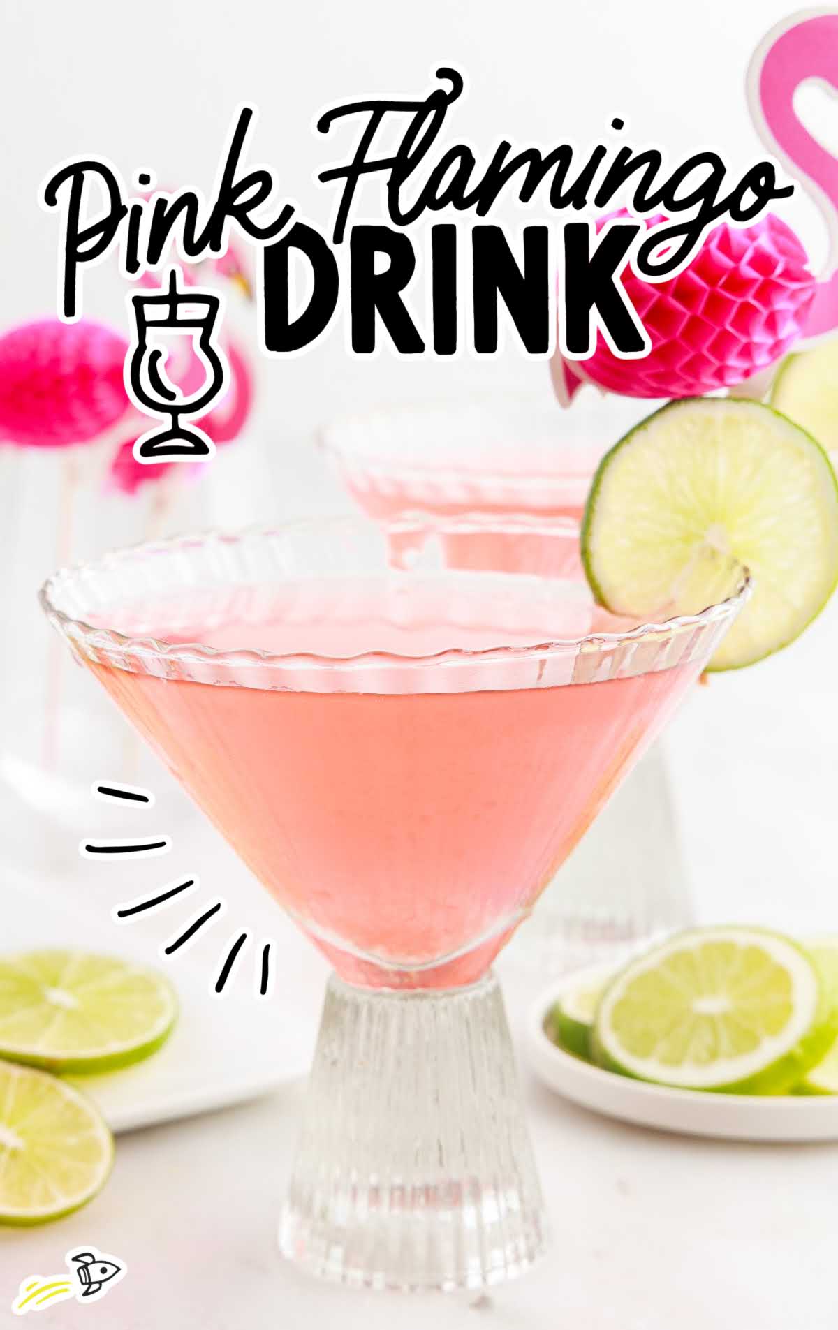 a close up shot of a glass of Pink Flamingo Drink