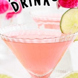 a close up shot of a glass of Pink Flamingo Drink