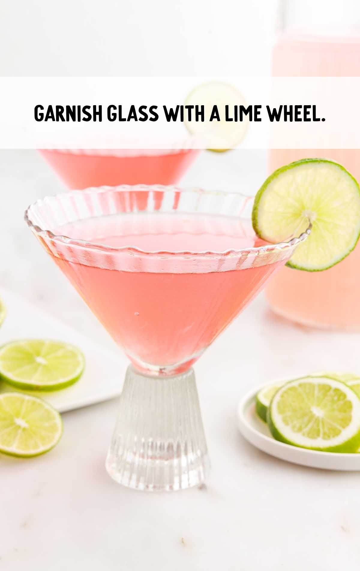 glass garnished with a lime wheel