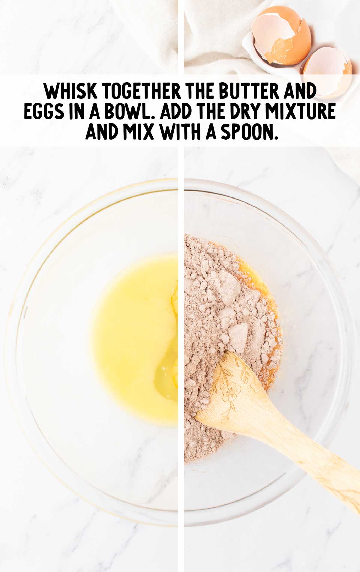 butter and egg whisked in a bowl and add dry mixtures