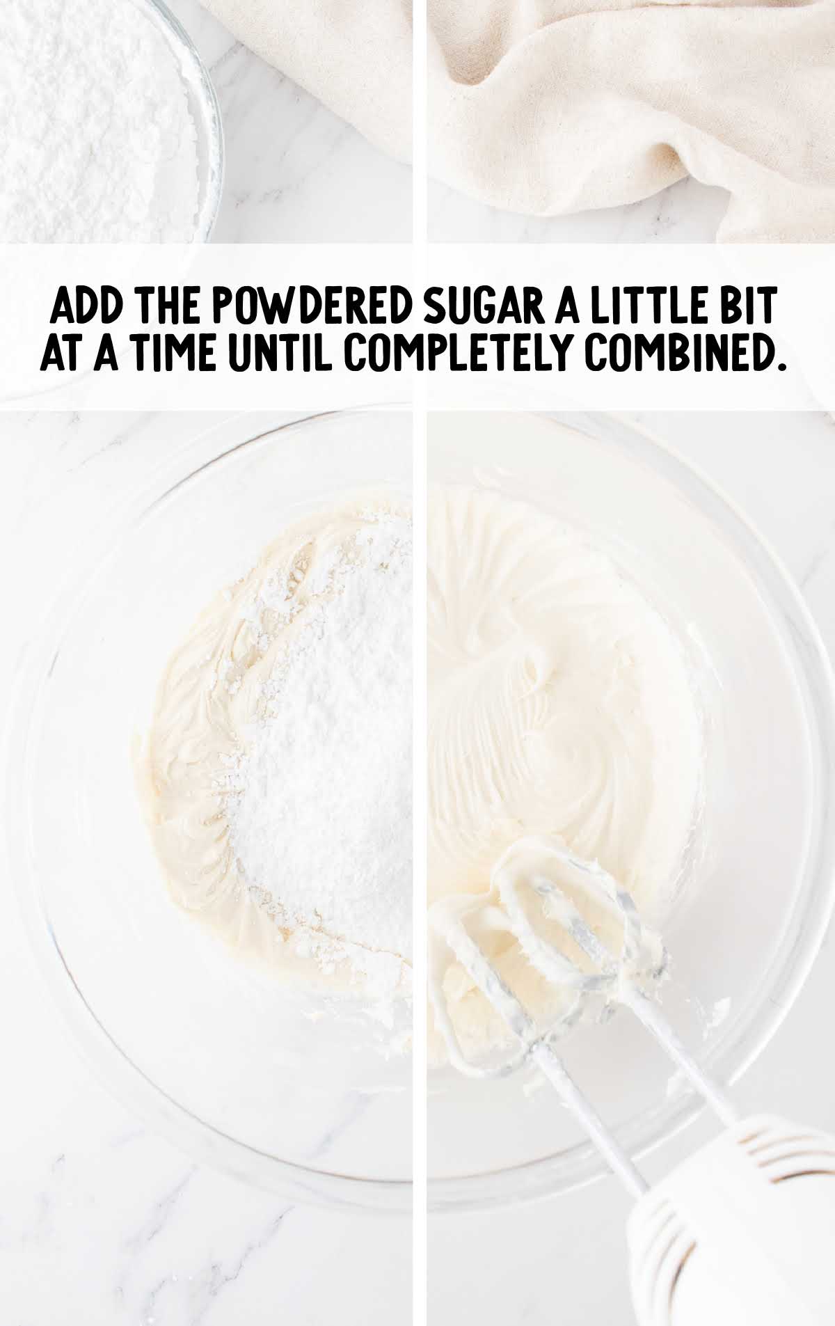powdered sugar added to the butter mixture