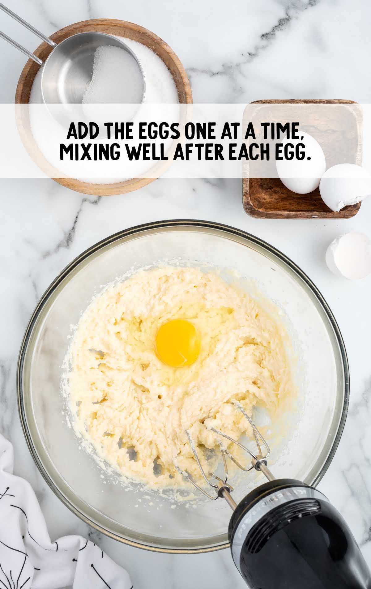 egg added to the ingredients mixture and blended together