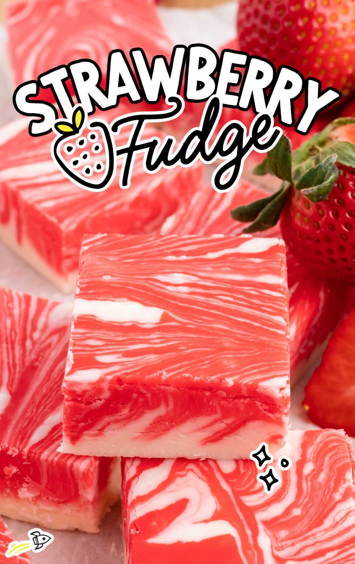 a close up shot of Strawberry Fudge on top of each other
