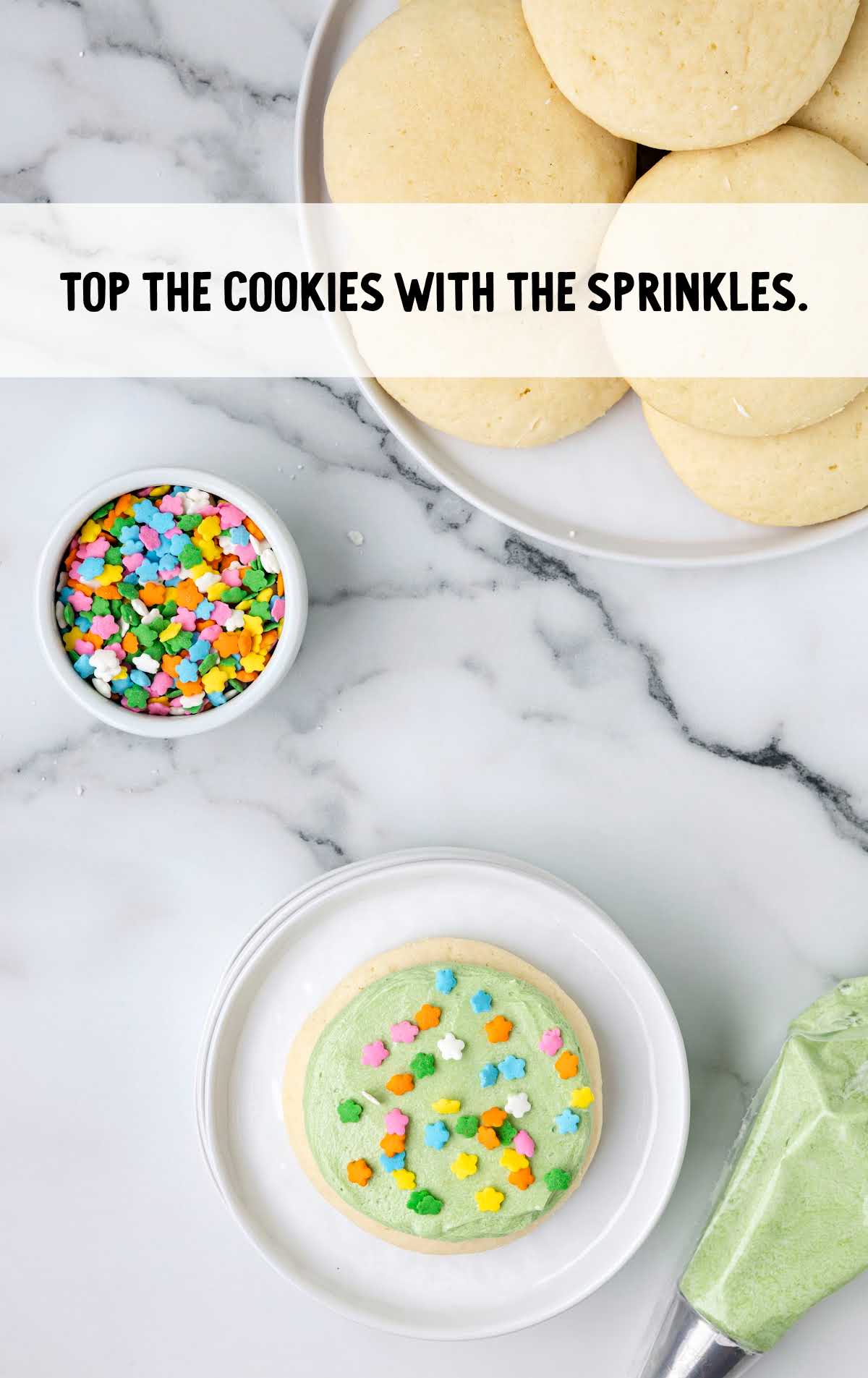 sprinkles sprinkled over the cookies